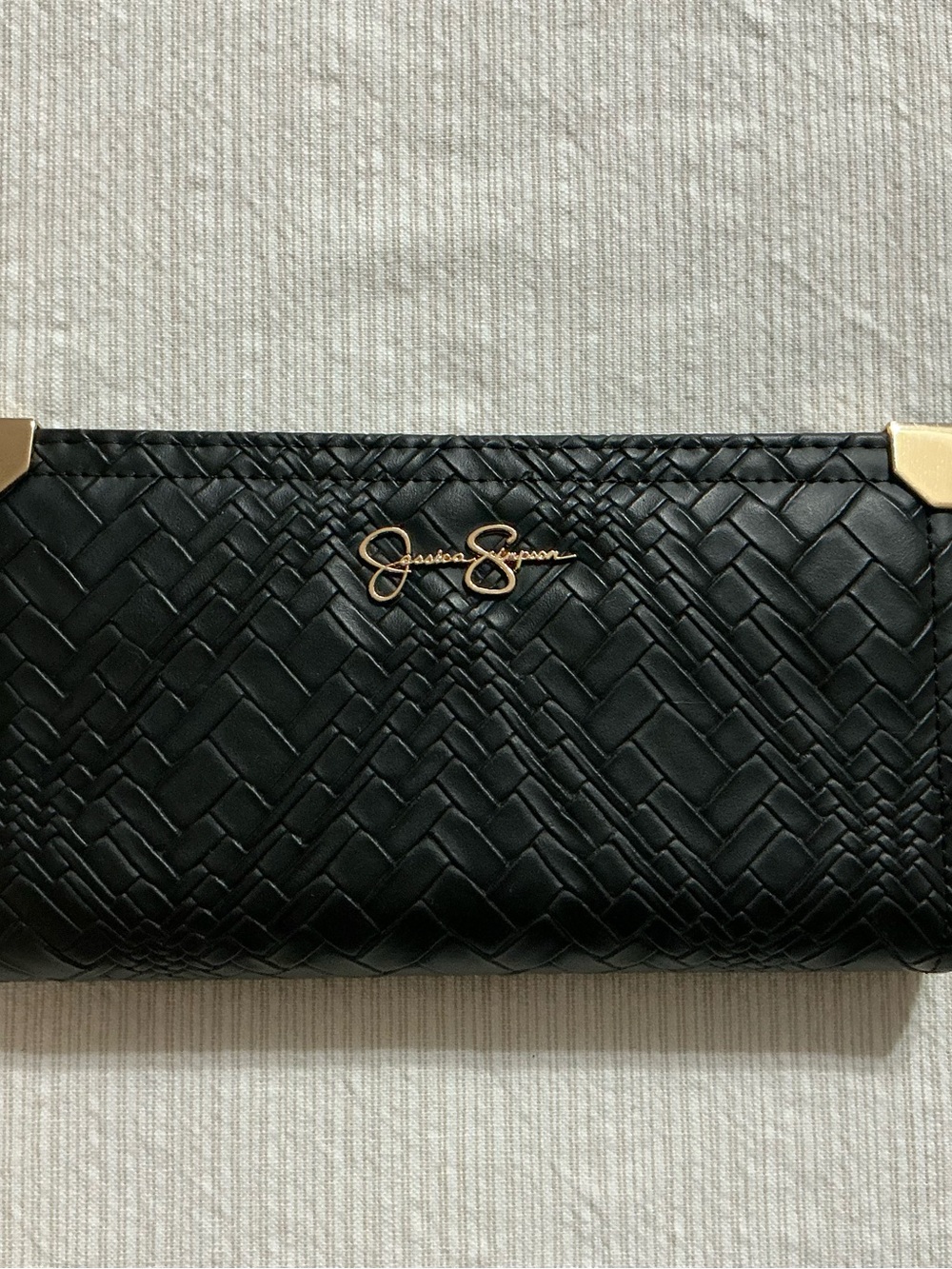 Jessica Simpson Meteorite Large Frankie Black Clutch Wallet